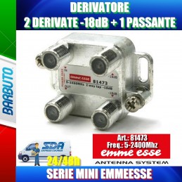 DERIVATORE 2 DERIVATE -18dB 1 PASSANTE CONNETT. F SCHERMATO SERIE MINI EMMEESSE