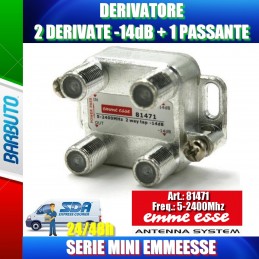 DERIVATORE 2 DERIVATE -14dB 1 PASSANTE CONNETT. F SCHERMATO SERIE MINI EMMEESSE