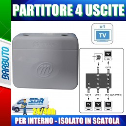 PARTITORE 4 USCITE PER  INTERNO ISOLATO IN SCATOLA PLASTICA