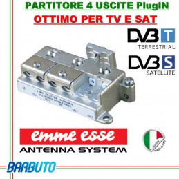 PARTITORE 4 USCITE EMMEESSE SERIE PlugIN MODELLO P4 IN PRESSOFUSIONE COD 81654