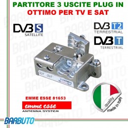 PARTITORE 3 USCITE EMMEESSE SERIE PlugIN MODELLO P3 IN PRESSOFUSIONE COD.81653 