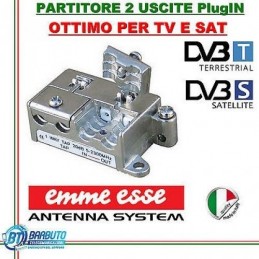 PARTITORE 2 USCITE EMMEESSE SERIE PlugIN MODELLO P2 IN PRESSOFUSIONE COD 81652 