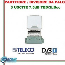 PARTITORE / DIVISORE DA PALO A 3 USCITE CONNETORI F CON PASSAGGIO CC 