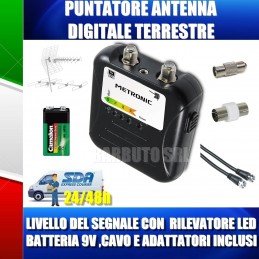 PUNTATORE MISURATORE DI CAMPO ANTENNA DIGITALE TERRESTRE FINDER DVB-T A LED