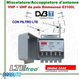 Miscelatore / Accoppiatore d'antenne VHF + UHF 2IN/1OUT da palo, Emmeesse 83100L