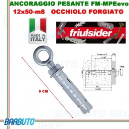  ANCORANTE/OCCHIELLO PESANTE A OCCHIOLO FORGIATO 12X50-M8 IDEALE PER ANTENNE