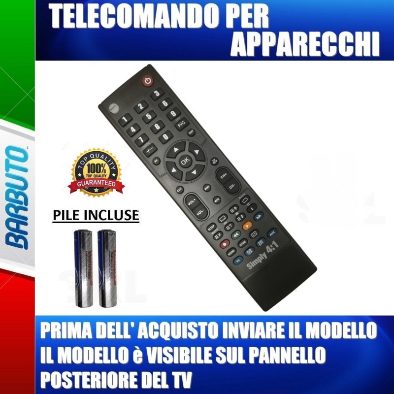 TELECOMANDO UNIVERSALE PER APPARECCHI, INVIARE MODELLO TV O DECODER