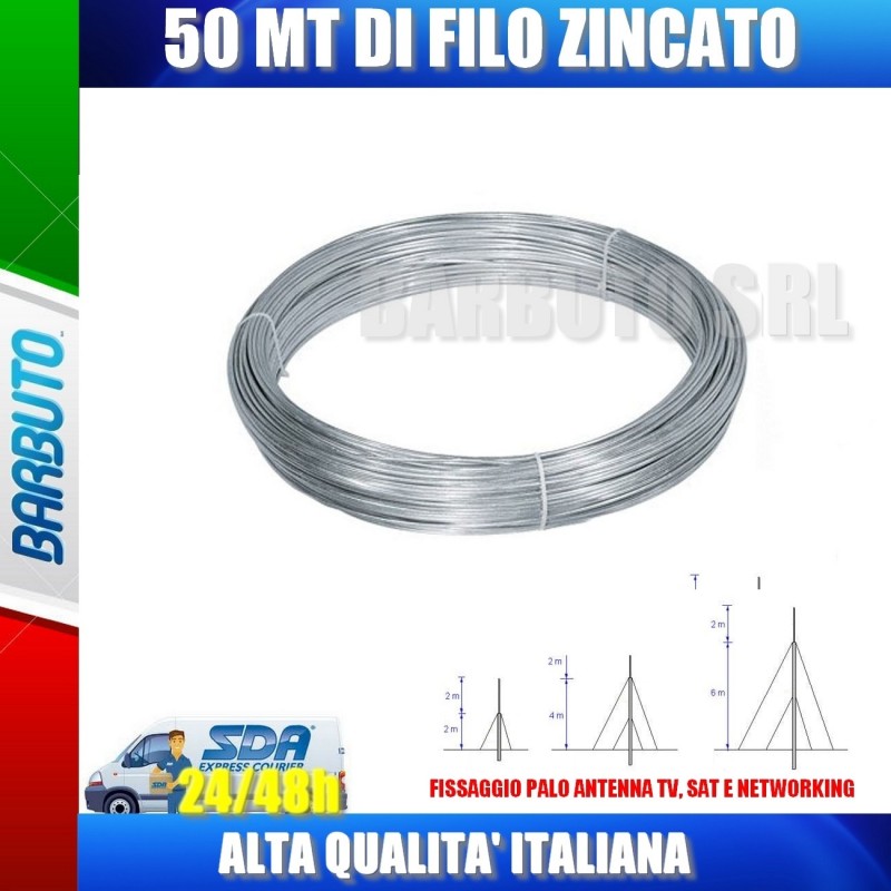 TIRANTI PER ANTENNA - FILO ZINCATO 1,2 mm 50 MT (TIRANTI)