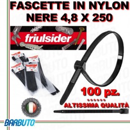 FASCETTE NERE IN NYLON 4,8 X 250 mm (ALTISSIMA QUALITÀ) FRIULSIDER PER CABLAGGIO