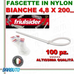 FASCETTA PER CABLAGGIO IN NYLON BIANCO 4,8X200mm FRIULSIDER (ALTISSIMA QUALITÀ)