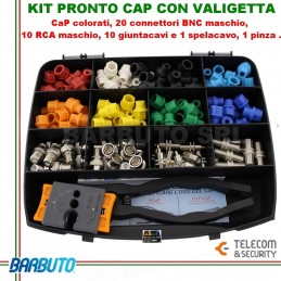 CAP SYSTEM COMPOSTO DA BNC E CONNETTORI CAP IN VALIGETTA+PINZA E SPELLACAVO