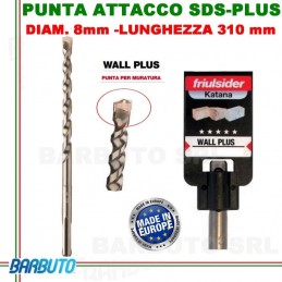 PUNTA DA 8 mm - LUNG.310mm, PER MURATURA ATTACCO SDS-PLUS friulsider WALL PLUS