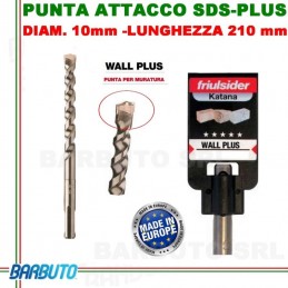 PUNTA DA 10 mm - LUNG.210mm, PER MURATURA ATTACCO SDS-PLUS friulsider WALL PLUS