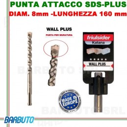 PUNTA DA 8 mm - LUNG.160mm, PER MURATURA ATTACCO SDS-PLUS friulsider WALL PLUS