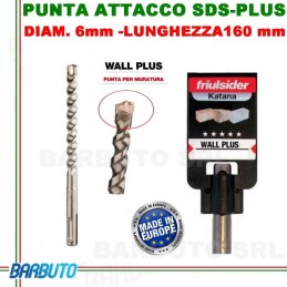 PUNTA DA 6 mm - LUNG.160mm, PER MURATURA ATTACCO SDS-PLUS friulsider WALL PLUS