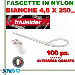 FASCETTE BIANCHE IN NYLON 4,8X250mm (ALTISSIMA QUALITÀ) FRIULSIDER PER CABLAGGIO