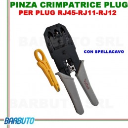 PINZA CRIMPATRICE PLUG/CONNETTORE RJ45-RJ11-RJ12,CON SPELLACAVO INTEGRATO