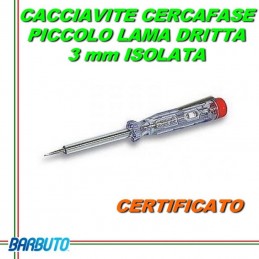 CACCIAVITE CERCAFASE PICCOLO A LAMA DRITTA ISOLATA 3mm DI LARGHEZZA CERTIFICATO