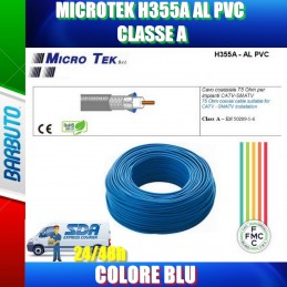 10mt CAVO COASSIALE TV 5mm CLASSE A, CONDUTTORE RAME 100%, MICROTEK H355A BLU