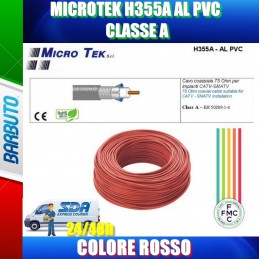 10mt CAVO COASSIALE TV 5mm CLASSE A, CONDUTTORE RAME 100%, MICROTEK H355A ROSSO