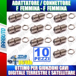 ADATTATORE F - F FEMMINA PANNELLO TERRESTRE E SATELLITE UTILE PER GIUNZIONI 10PZ