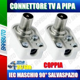 COPPIA DI CONNETTORI TV A PIPA IEC MASCHIO 90° SALVASPAZIO