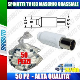 50 PEZZI DI SPINOTTI TV IEC MASCHIO DRITTO COASSIALE