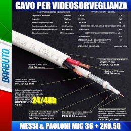 100 METRO DI CAVO MICROSAT 3,6 + 2X0,50 STUDIATO PER LA VIDEOSORVEGLIANZA