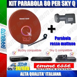 KIT PARABOLA DA 80 CM ROSSO MATTONE PRONTA PER SKY Q! BY EMMEESSE