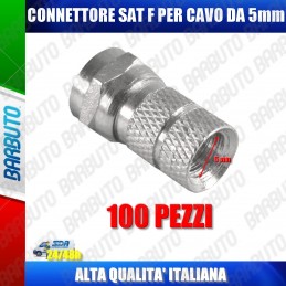  100 PEZZI CONNETTORI F SATELLITARI PER CAVO DA 5 mm UNIVERSALE