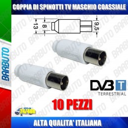 10 PEZZI DI SPINOTTI TV IEC MASCHIO DRITTO COASSIALE