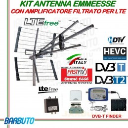 KIT ANTENNA TV DIGITALE + ALIMENTATORE, AMPLIFICATORE E PUNTATORE DI SEGNALE