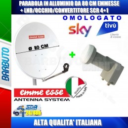 KIT PARABOLA 80 CM IN ALLUMINIO CON LNB SCR 4+1,  OTTIMO PER MYSKY HD