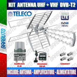 KIT ANTENNA COMBO TV DIGITALE TERRESTRE DVB-T2 DA 35dB DI AMPLIFICAZIONE