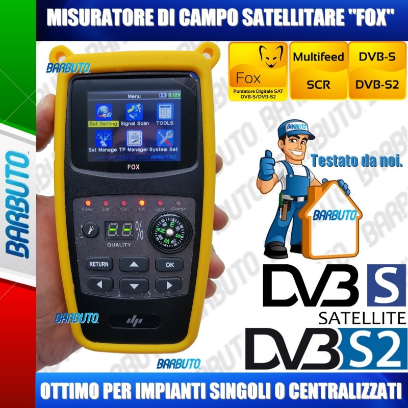 MISURATORE DI CAMPO SATELLITARE DP FOX Sat-finder DVBS/S2 SCR Garanzia  Italia