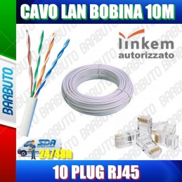 10 MT DI CAVO LAN/ETHERNET CAT5e UTP 100%RAME OMOLOGATO LINKEM + 10 PLUG RJ45