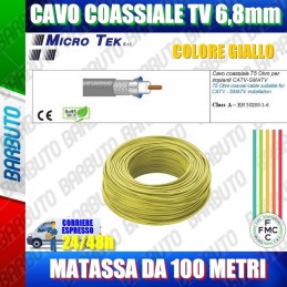 100mt CAVO COASSIALE TV 6,8mm CLASSE A, CONDUTTORE RAME 100%, MICROTEK H399 GIAL