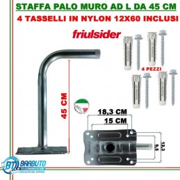 STAFFA SUPPORTO A "L" 45 CM DAL MURO X PARABOLE DA 40-60-80 CM+4 TASSELLI 12X60