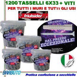 1200 TASSELLI UNIVERSALI FRIULSIDER FIXY IN NYLON 6X33mm + VITE E CON SECCHIELLO