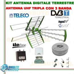 IMPIANTO ANTENNA TV DIGITALE TERRESTRE COMPLETO DI TUTTO, ANTENNA COMBO 35dB