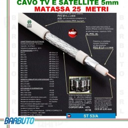 25 METRI DI CAVO TV E SAT 5 mm CON TRECCIA IN AlMg MESSI E PAOLONI ST53/A