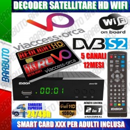 SCHEDA TESSERA ABBONAMENTO PER ADULTI 5 CANALI HD 12 MESI CON DECODER HD INCLUSO