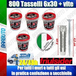 800 TASSELLI UNIVERSALI FRIULSIDER X1 IN NYLON 6X30mm CON VITE E CON SECCHIELLO