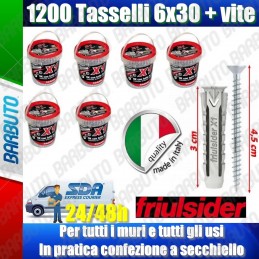 1200 TASSELLI UNIVERSALI FRIULSIDER X1 IN NYLON 6X30mm CON VITE E CON SECCHIELLO