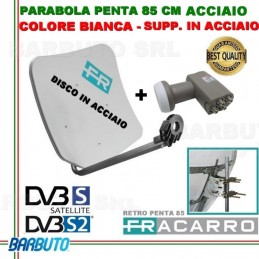 KIT PARABOLA 85 CM PENTA FRACARRO BIANCA IN ACCIAIO 211205 + LNB PER 4 DECODER 