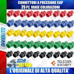 25 CONNETTORI A PRESSIONE CAP DI VARIE COLORAZIONI, ALTA QUALITA' TELECOM & SECURITY