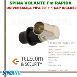 CAP SYSTEM F MASCHIO RAPIDO A PIPA 90°+ 1 CAP NERO  TELECOM & SECURITY