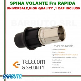 CAP SYSTEM F maschio RAPIDO UNIVERSALE + 1 CAP NERO - TELECOM & SECURITY