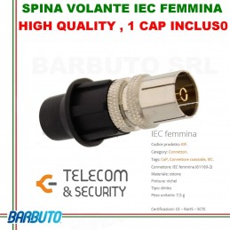 CAP SYSTEM IEC FEMMINA + 1 CAP NERO HIGH QUALITY  - TELECOM & SECURITY