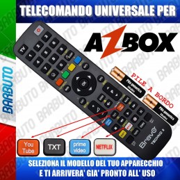 TELECOMANDO UNIVERSALE TECHNO PER AZBOX SCEGLI IL MODELLO DEL TUO APPARECCHIO DALL'ELENCO E LO RICEVERAI GIA PRONTO.